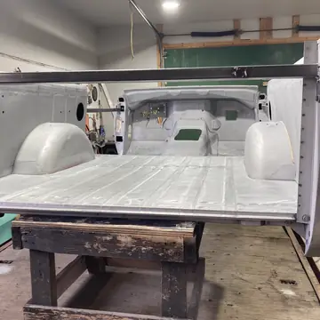 Pickup bed floor blasted and ready for epoxy
