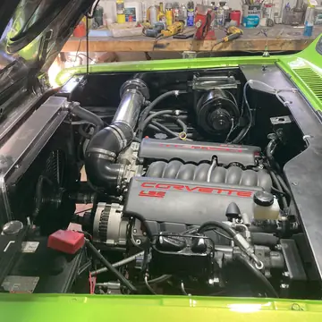 LS V8 swapped into the engine bay of an International Scout II